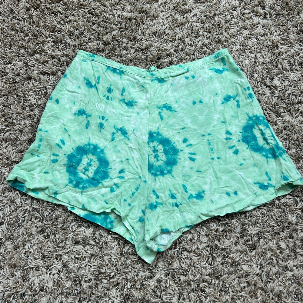 Reformation Decade Tie Dye Shorts Green Sz 0